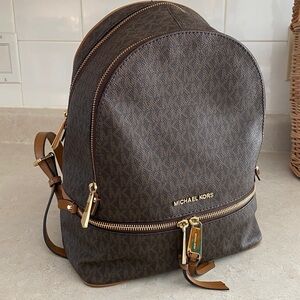 Michael Kors Dark Brown Backpack with Gold Accents